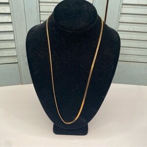 Vintage 14K Gold Plated Flat Style Chain Necklace 24" Simple and Chic